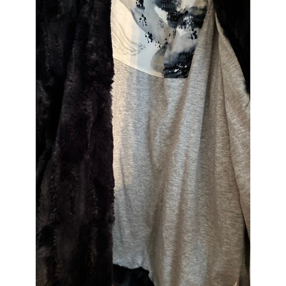 Tiny Prints for Anthropologie Navy Faux Fur Jacket - Picture 3 of 4